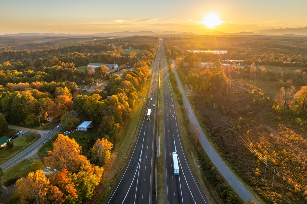 Highway Transportation Infrastructure At Sunset